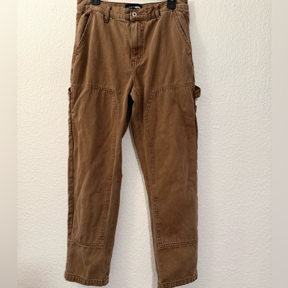 Fashion Nova Brown Utility Cargo Pants, Women’s Size 9,  90s Grunge 100% Cotton